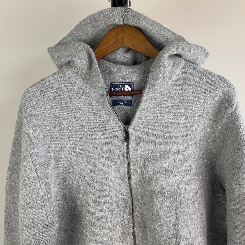 The North Face Premium Wool-Blend Knit Hoodie Gray Tag XXL (Fits Med/Large)